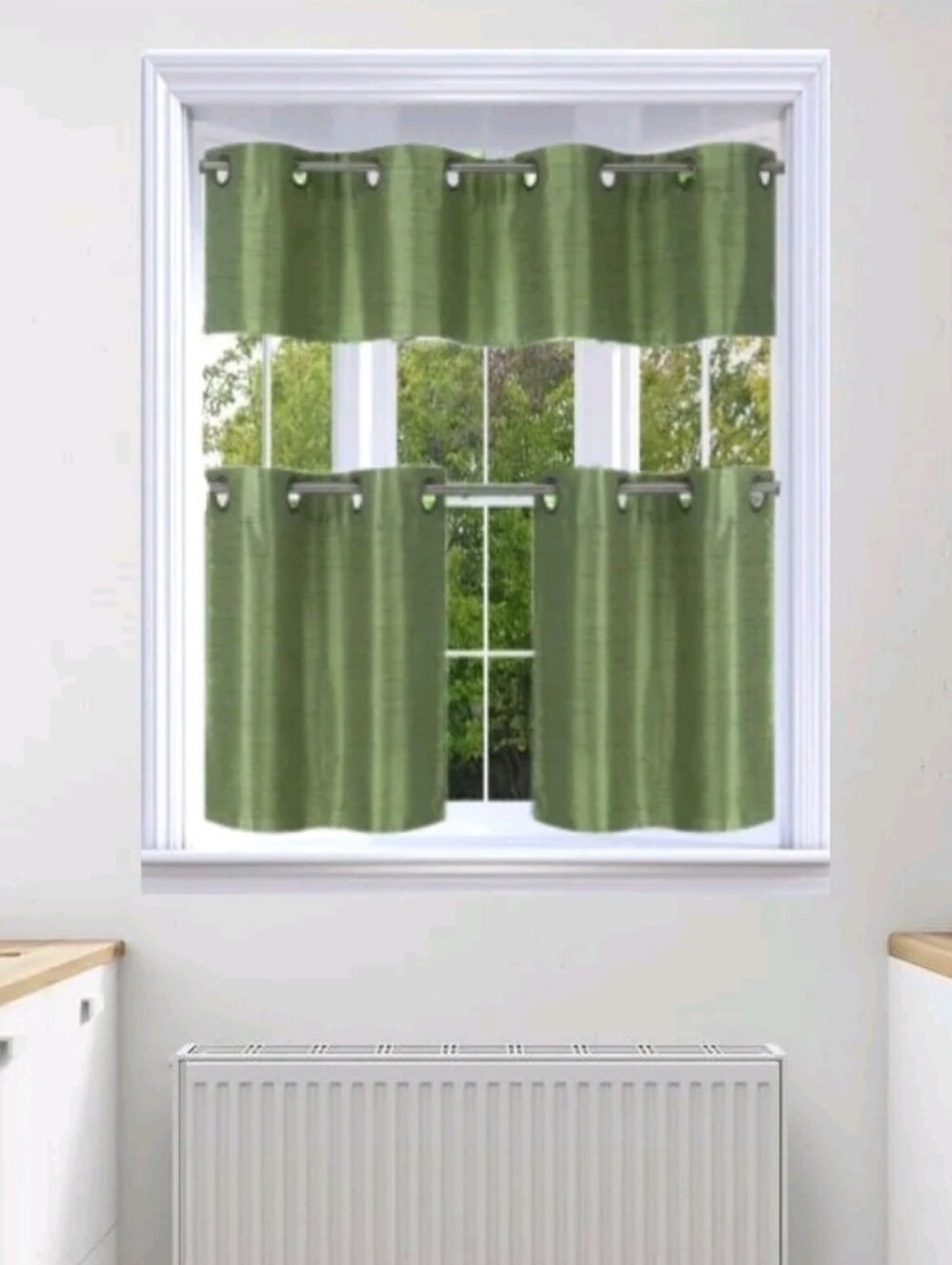 Better Homes And Gardens Olive Green Grommet Kitchen Curtain Set